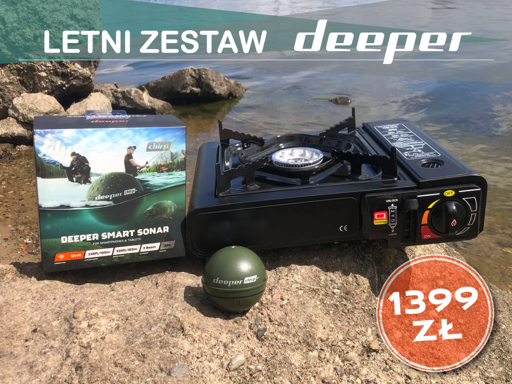 Deeper Smart Sonar CHIRP PLUS Echosonda (GPS i Wi-Fi) - ZESTAW LATO Z kuchenką Turystyczną